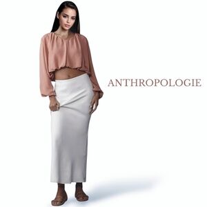 Anthropologie Bishop + Young Bubble-Hem V-Neck Top Dusty Pink – Women’s S